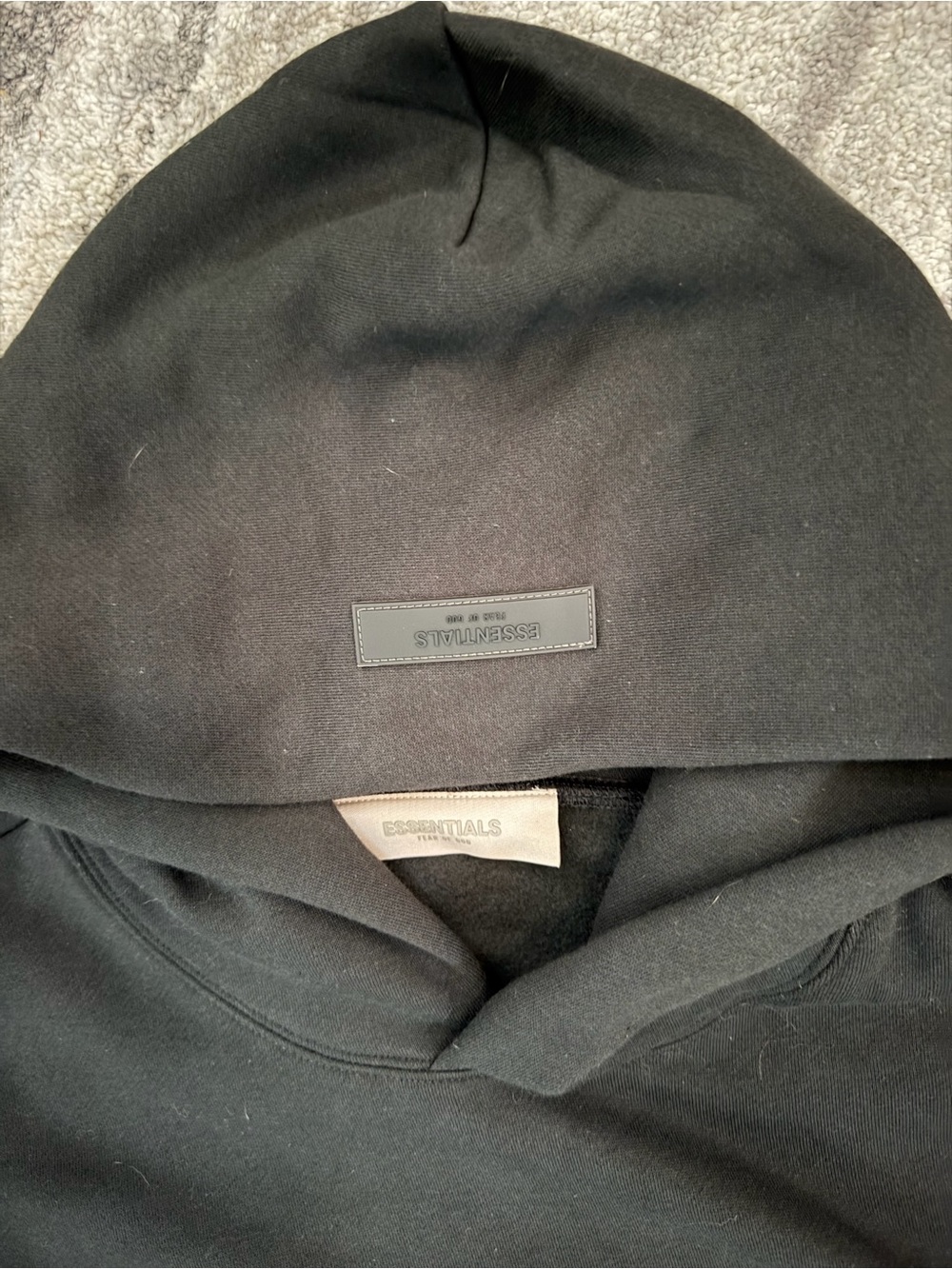 Essentials Black Pullover Hoodie with Chest Logo - Picture 6 of 8
